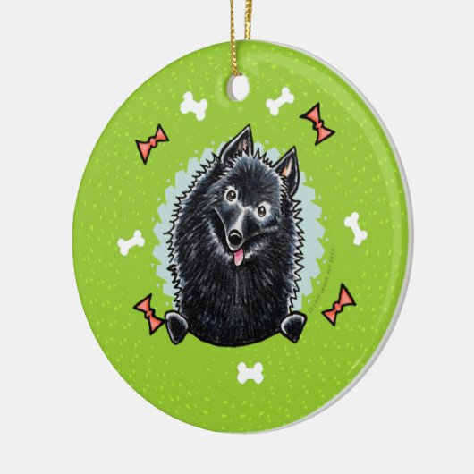 Schipperke Kerstmis Wreath Keramisch Ornament (Links)
