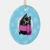 Schipperke Laat het sneeuwen Keramisch Ornament (Rechts)