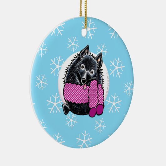 Schipperke Laat het sneeuwen Keramisch Ornament (Rechts)