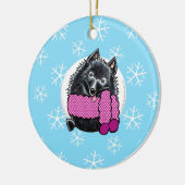 Schipperke Laat het sneeuwen Keramisch Ornament (Links)