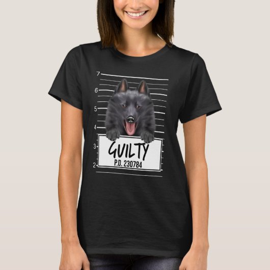 Schipperke Mugshot Schuldig Hond T-shirt (Voorkant)
