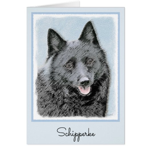 Schipperke Painting - Cute Original Dog Art (Voorkant)