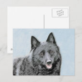 Schipperke Painting - Cute Original Dog Art Briefkaart (Voorkant / Achterkant)