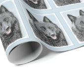 Schipperke Painting - Cute Original Dog Art Cadeaupapier (Rol Hoek)