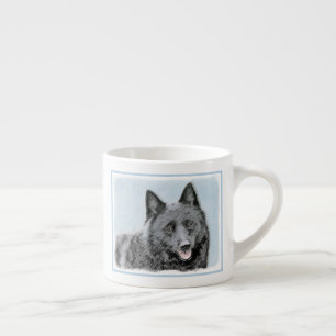 Schipperke Painting - Cute Original Dog Art Espresso Kop