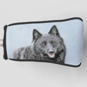 Schipperke Painting - Cute Original Dog Art Golfheadcover