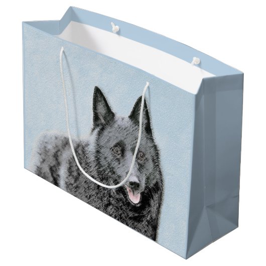 Schipperke Painting - Cute Original Dog Art Groot Cadeauzakje (Achterkant Gekanteld)