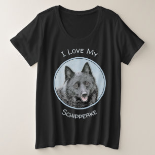 Schipperke Painting - Cute Original Dog Art Grote Maat T-shirt