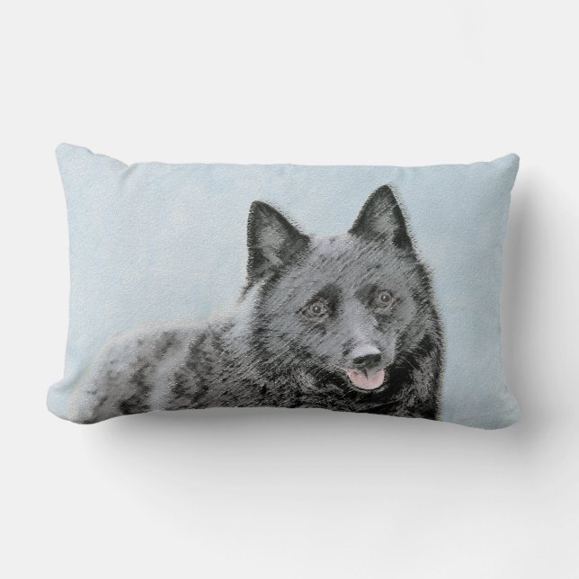 Schipperke Painting - Cute Original Dog Art Kussen (Voorkant)