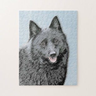 Schipperke Painting - Cute Original Dog Art Legpuzzel