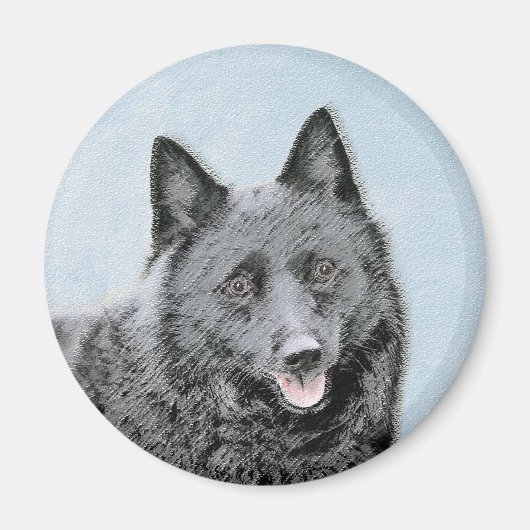 Schipperke Painting - Cute Original Dog Art Magneet (Voorkant)