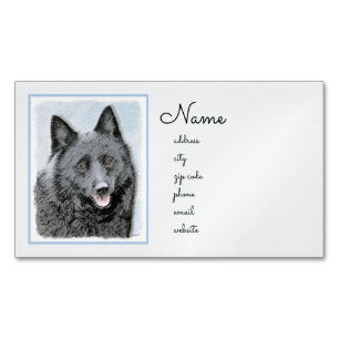 Schipperke Painting - Cute Original Dog Art Magnetisch Visitekaartje