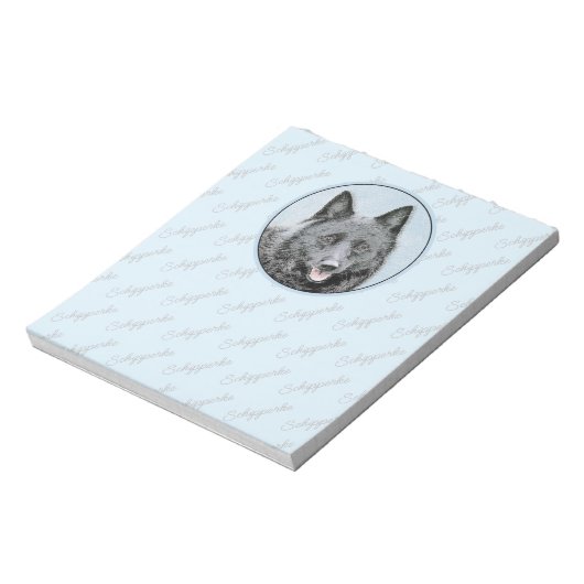 Schipperke Painting - Cute Original Dog Art Notitieblok (Linkerzijde)
