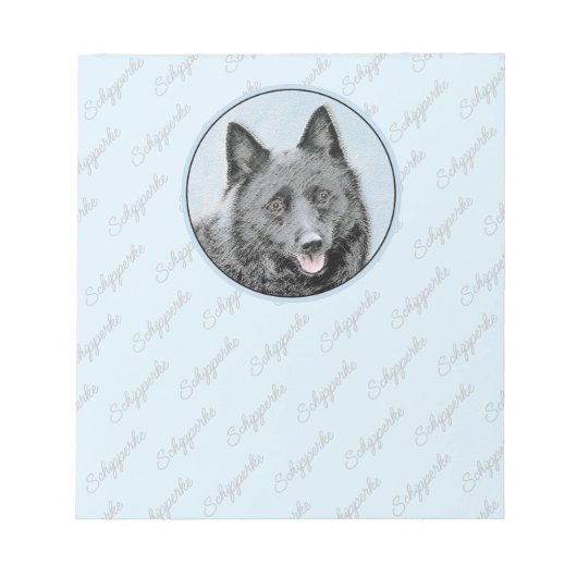 Schipperke Painting - Cute Original Dog Art Notitieblok (Voorkant)