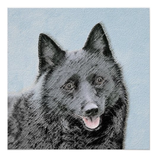 Schipperke Painting - Cute Original Dog Art Perfect Poster (Voorkant)