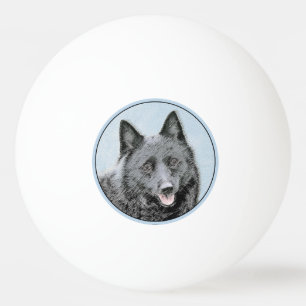 Schipperke Painting - Cute Original Dog Art Pingpongbal