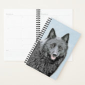 Schipperke Painting - Cute Original Dog Art Planner (Display)