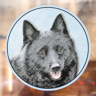 Schipperke Painting - Cute Original Dog Art Raamsticker