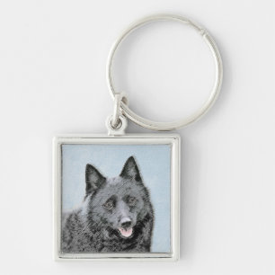 Schipperke Painting - Cute Original Dog Art Sleutelhanger