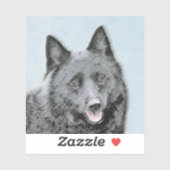 Schipperke Painting - Cute Original Dog Art Sticker (Vel)