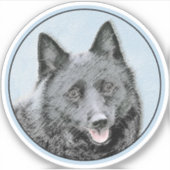 Schipperke Painting - Cute Original Dog Art Sticker (Voorkant)