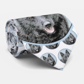 Schipperke Painting - Cute Original Dog Art Stropdas (Opgerold)