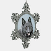 Schipperke Painting - Cute Original Dog Art Tin Sneeuwvlok Ornament (Links)