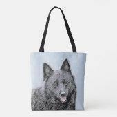 Schipperke Painting - Cute Original Dog Art Tote Bag (Achterkant)