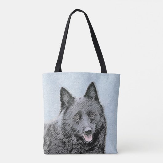 Schipperke Painting - Cute Original Dog Art Tote Bag (Achterkant)