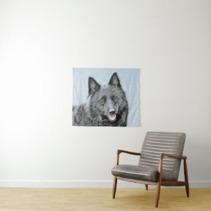 Schipperke Painting - Cute Original Dog Art Wandkleed