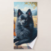  Schipperke Puppy Schilderij Badhanddoek (Badhanddoek)