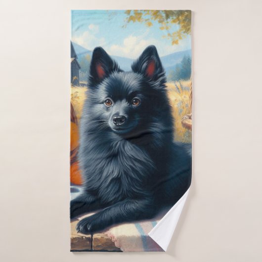  Schipperke Puppy Schilderij Badhanddoek (Badhanddoek)