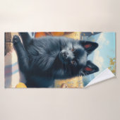  Schipperke Puppy Schilderij Badhanddoek (Badhanddoek)
