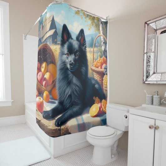 Schipperke Puppy Schilderij Douchegordijn (In situ)