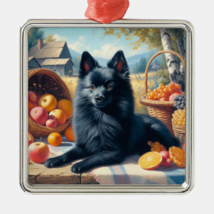 Schipperke Puppy Schilderij Metalen Ornament