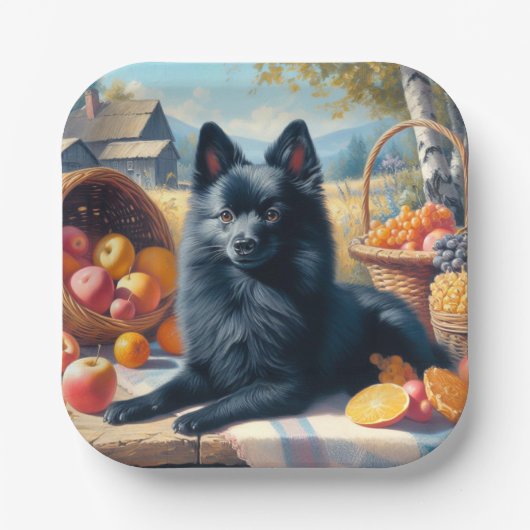  Schipperke Puppy Schilderij Papieren Bordje (Voorkant)