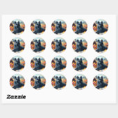 Schipperke Puppy Schilderij Ronde Sticker (Vel)