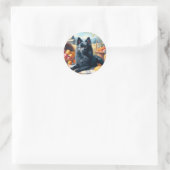 Schipperke Puppy Schilderij Ronde Sticker (Tas)
