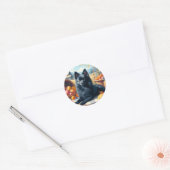 Schipperke Puppy Schilderij Ronde Sticker (Envelop)