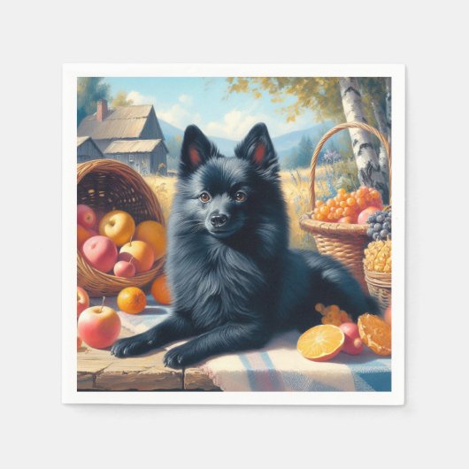 Schipperke Puppy Schilderij Servet (Voorkant)