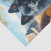 Schipperke Puppy Schilderij Tissuepapier (Detail)