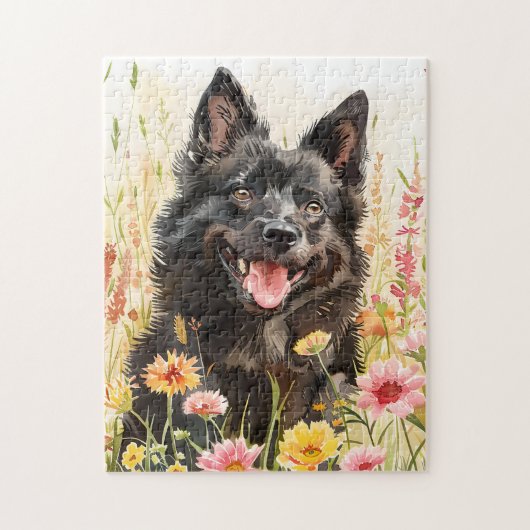 Schipperke Puzzle – Watercolor Jigsaw for Dog Fans Legpuzzel (Verticaal)
