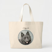 Schipperke Schilderen Zwart Schattige Originele Ho Grote Tote Bag (Voorkant)