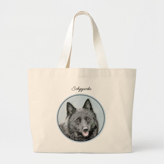 Schipperke Schilderen Zwart Schattige Originele Ho Grote Tote Bag (Voorkant)