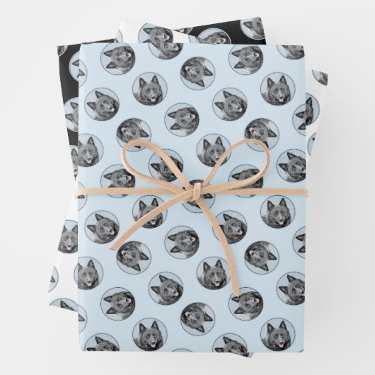 Schipperke Schilderen Zwart Schattige Originele Ho Inpakpapier Vel (In situ)