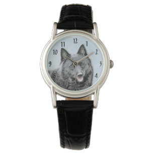 Schipperke Schilderij - Mooie Originele Honden Kun Horloge