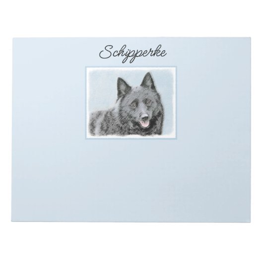 Schipperke-schildering - Kute Original Dog Art-lap Notitieblok (Voorkant)