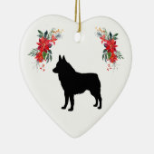 Schipperke Silhouette met de naam Poinsettia Keramisch Ornament (Rechts)