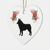 Schipperke Silhouette met de naam Poinsettia Keramisch Ornament (Links)
