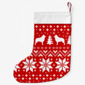 Schipperke Silhouettes Honden Vakantiepatroon Rood Kleine Kerstsok (Achterkant)